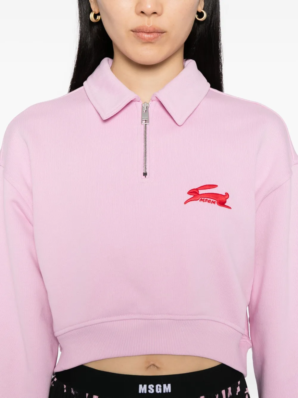 MSGM Top met geborduurd logo Roze