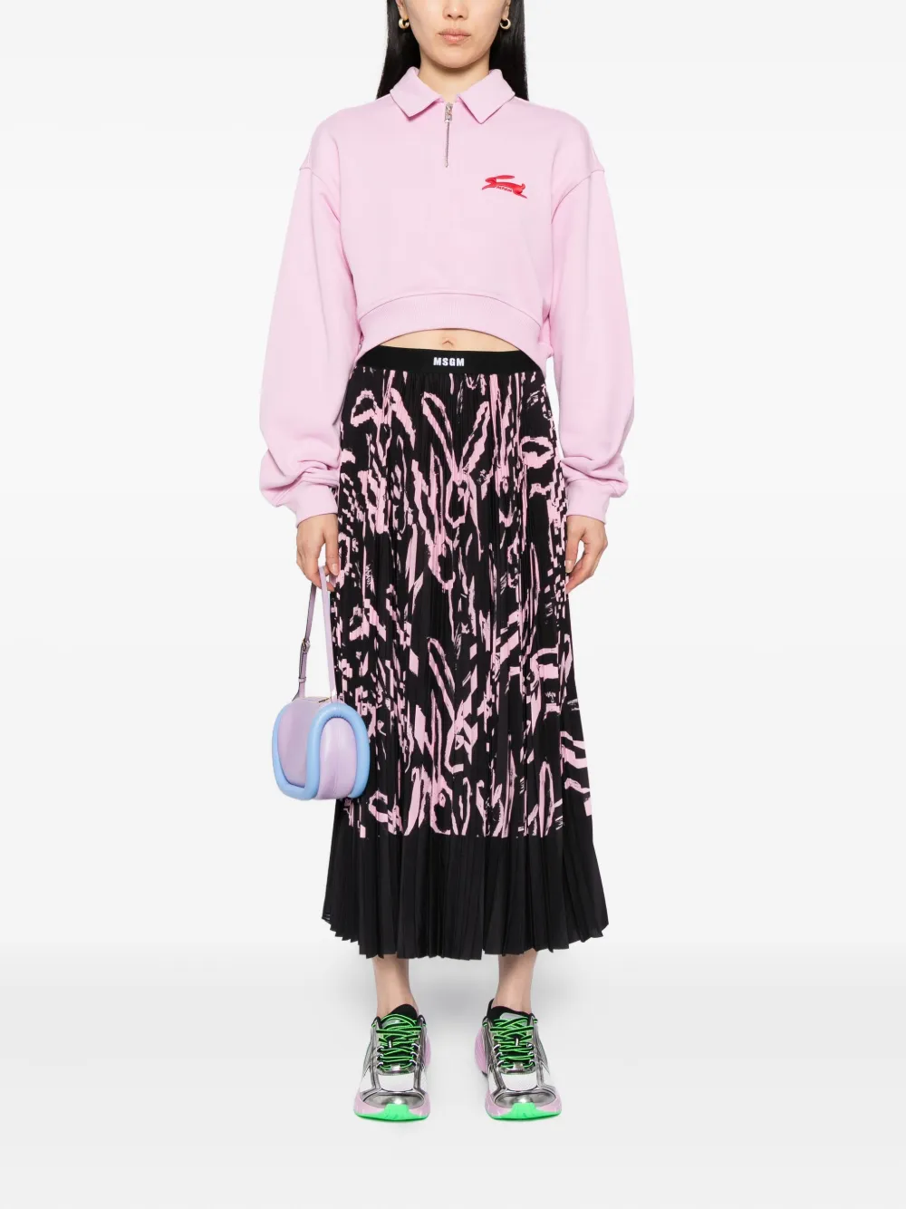 MSGM Top met geborduurd logo Roze