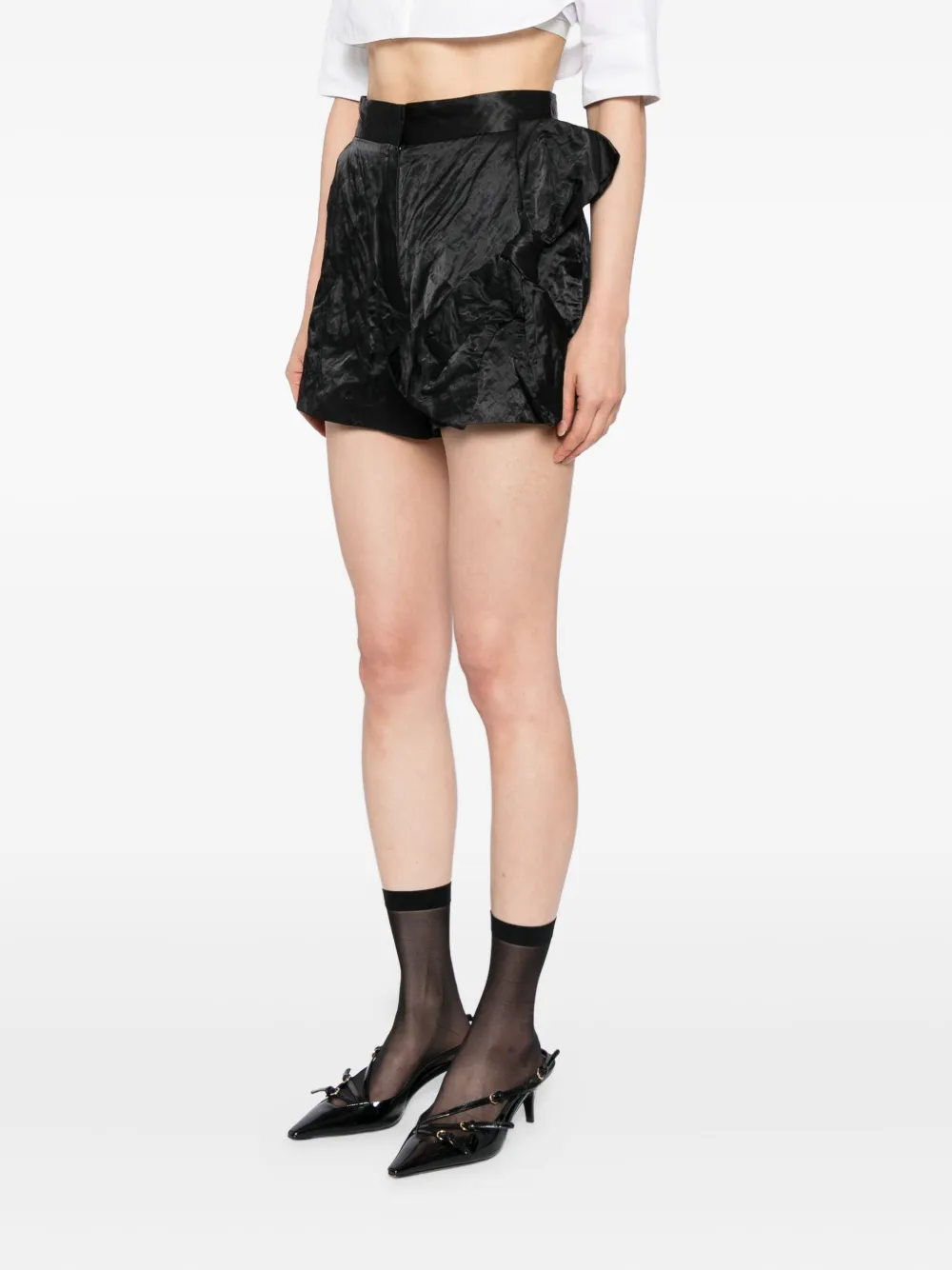 Msgm Bow-embellished Shorts In Black