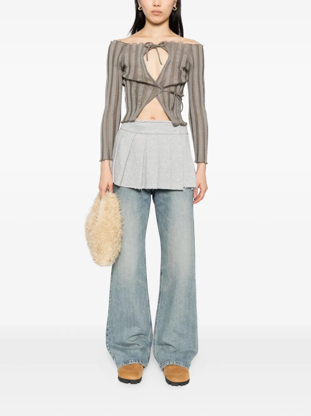 Open YY Jeans met franje afwerking - Blauw
