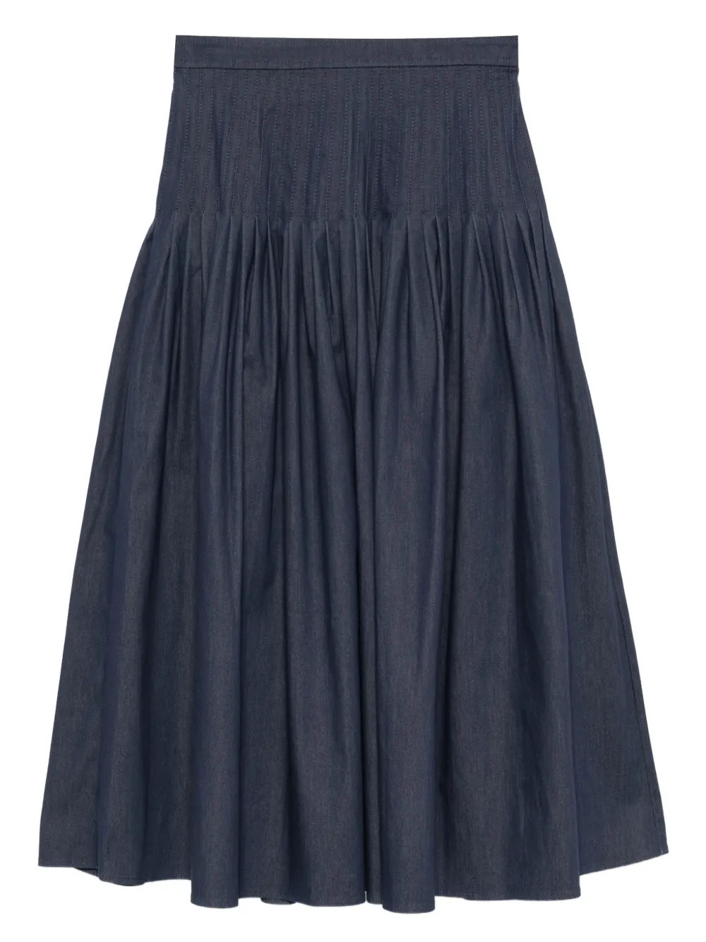 Carolina Herrera Pleated Denim Skirt In Blue