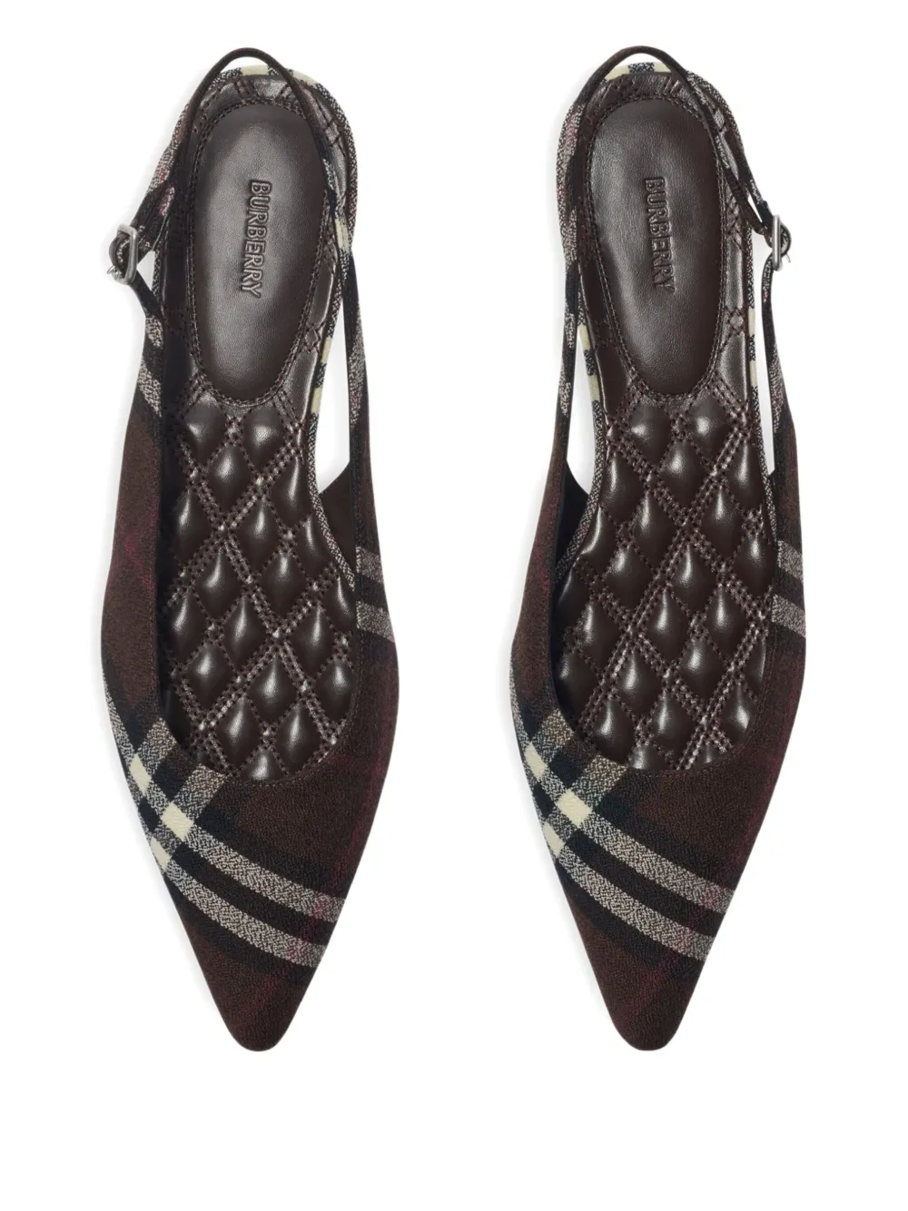 Burberry Check Slingback Flat Pumps In Multi