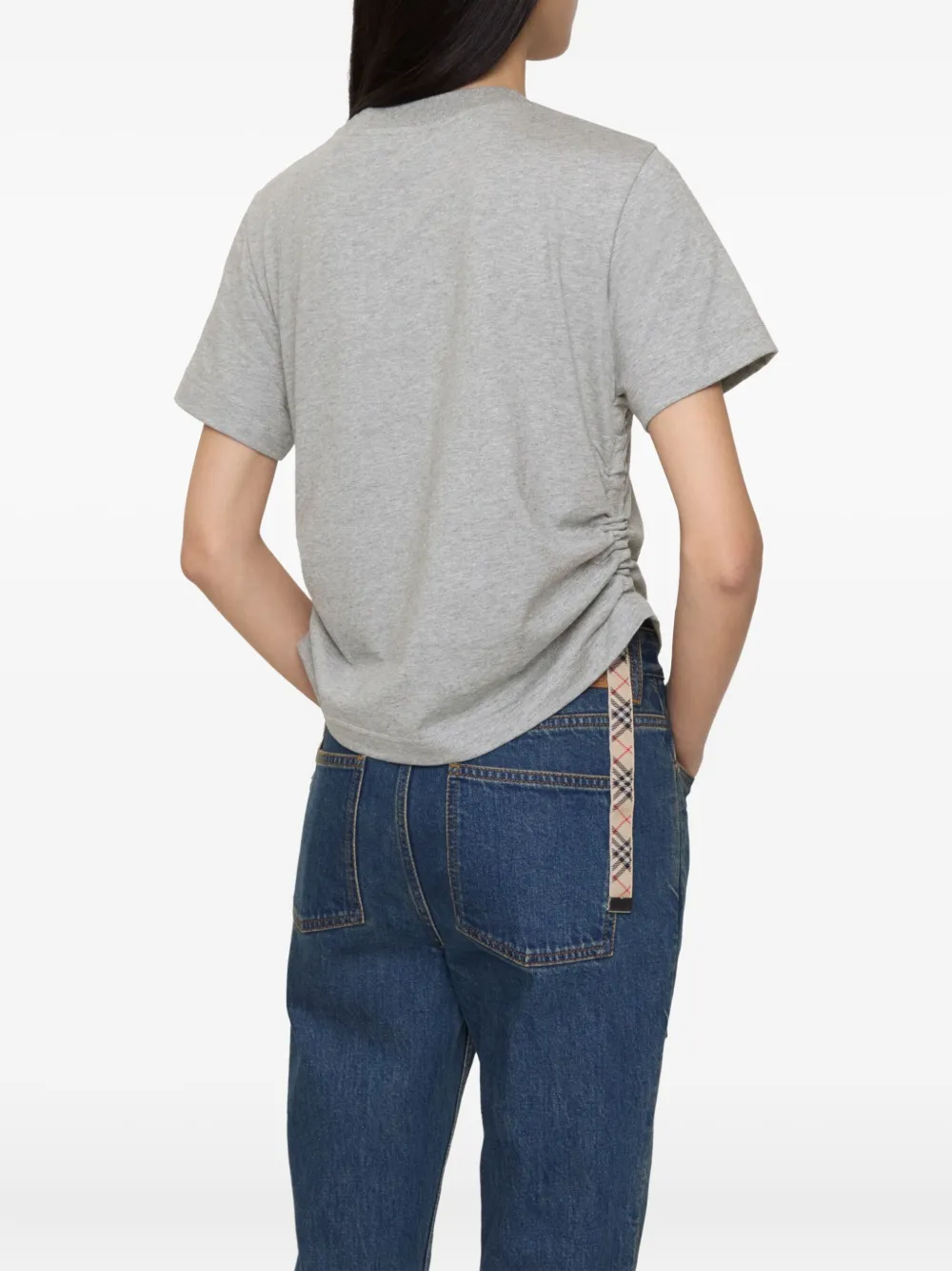 Burberry Festival Equestrian-knight Ruched-side T-shirt In Gray