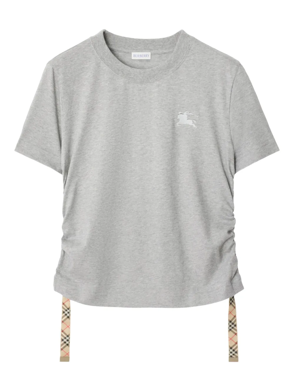 Burberry Festival Equestrian-knight Ruched-side T-shirt In Gray