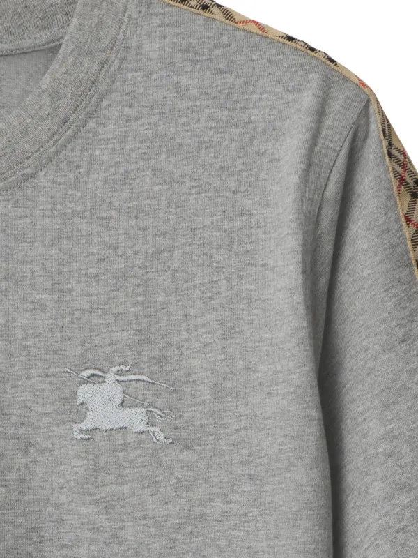 Burberry Check Trim Cotton T-shirt | Grey | FARFETCH