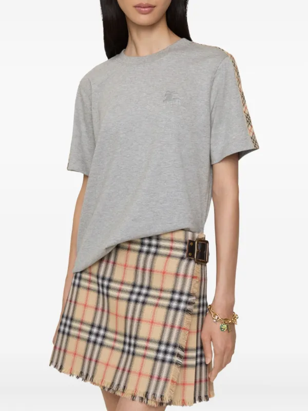 Burberry Check Trim Cotton T-shirt | Grey | FARFETCH