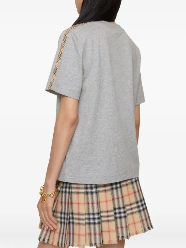 Burberry Check Trim Cotton T-shirt | Grey | FARFETCH