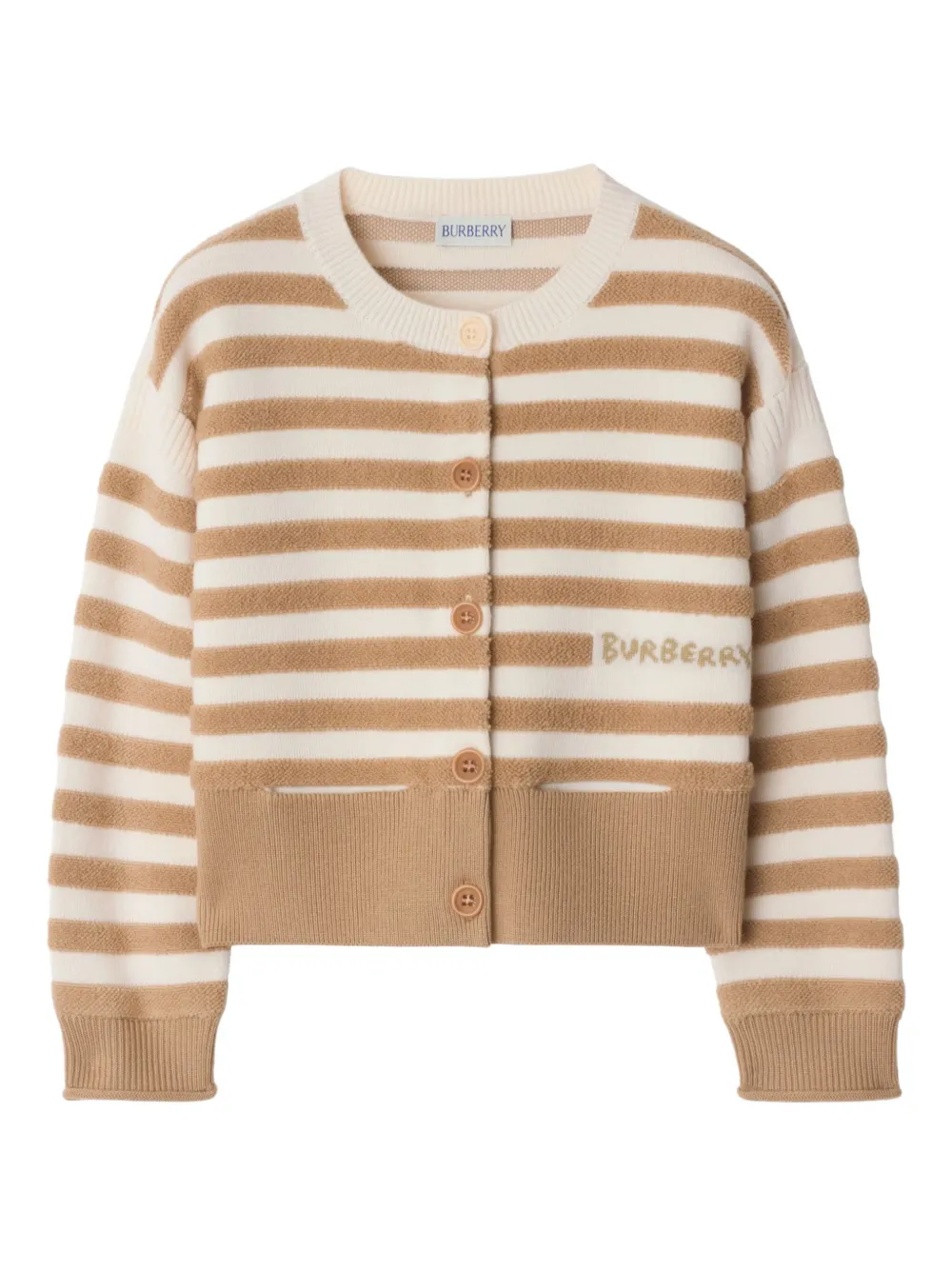Burberry Kids Gestreept wollen vest Beige