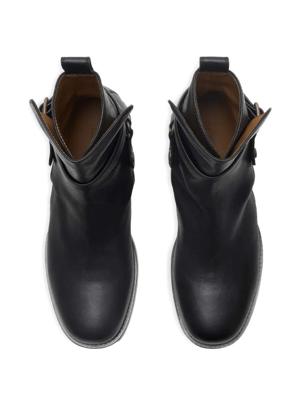 Burberry Leren bikerlaarzen met gespbandje Zwart