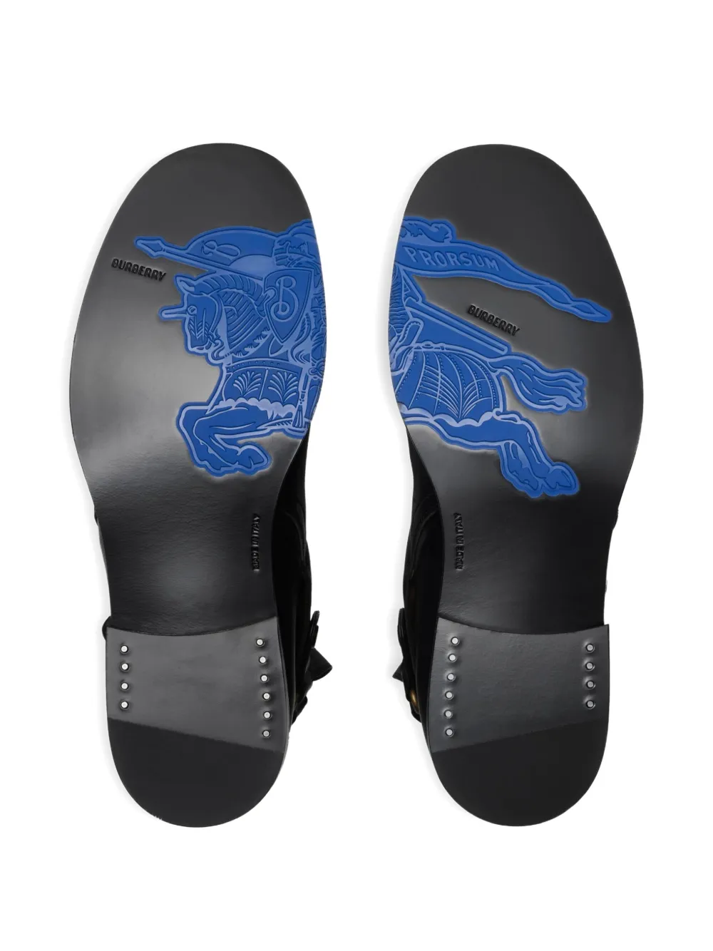 Burberry Leren bikerlaarzen met gespbandje Zwart