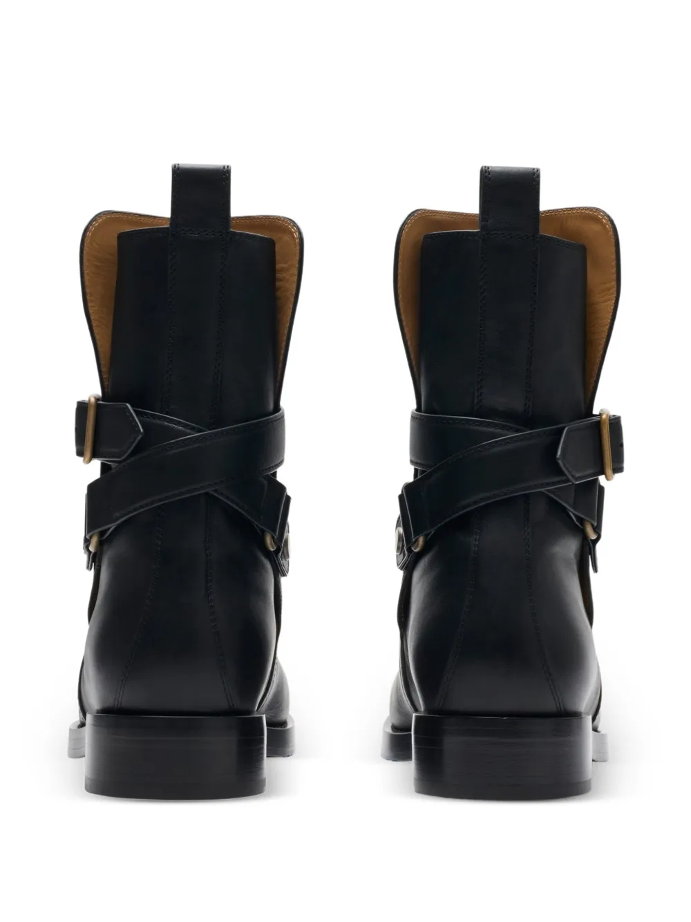 Burberry Leren bikerlaarzen met gespbandje Zwart