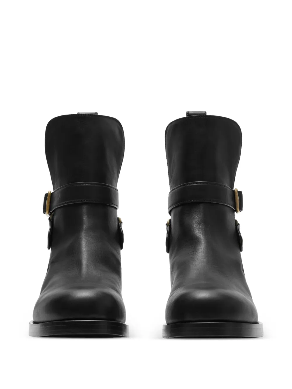 Burberry Leren bikerlaarzen met gespbandje Zwart