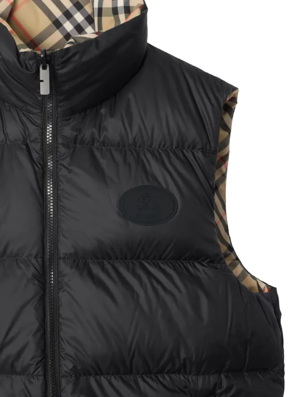 Burberry Colete Matelassê Xadrez Dupla Face | Preto | FARFETCH BR