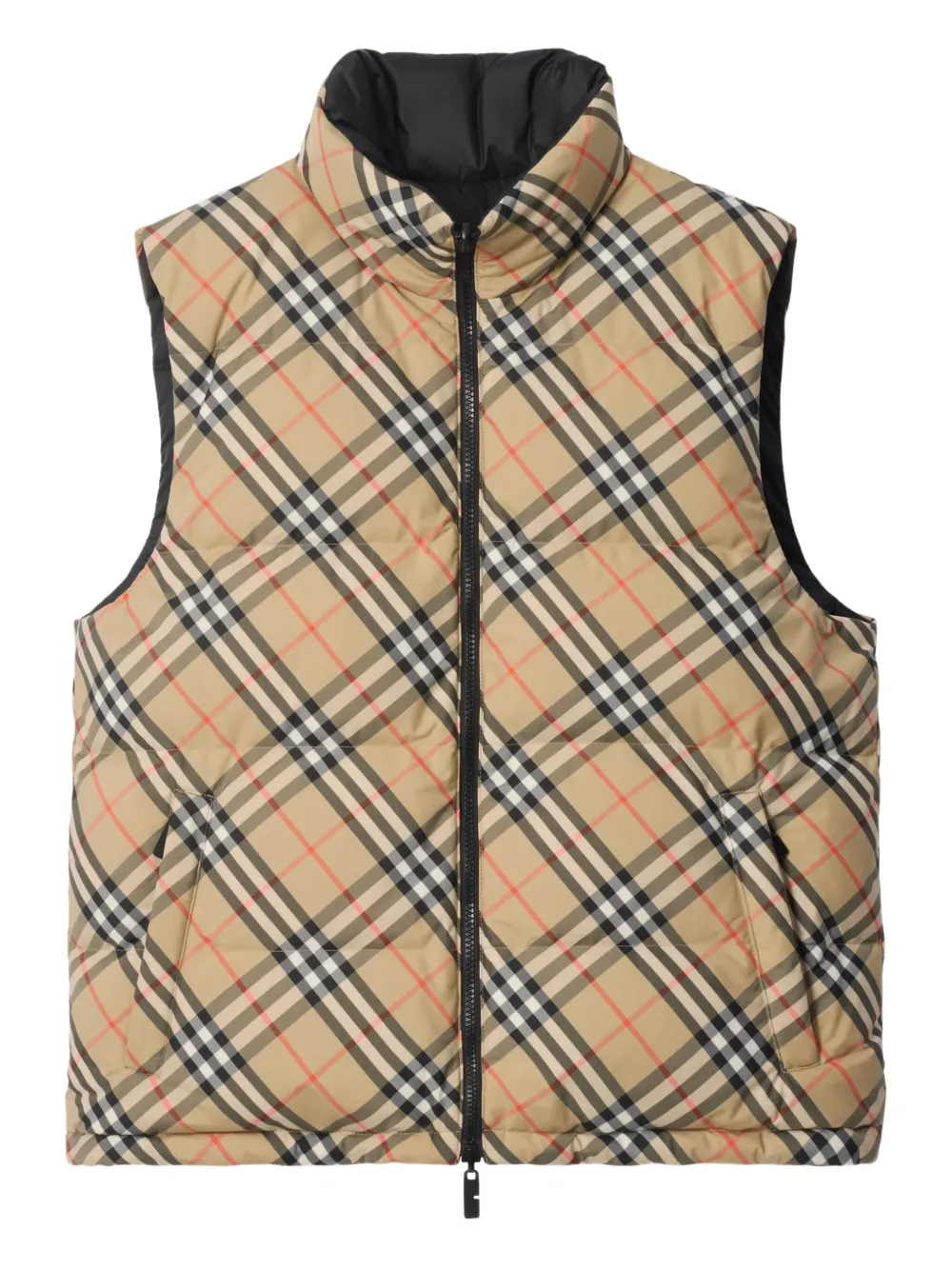 Burberry リバーシブル チェック パデッドベスト - ブラック Burberry リバーシブル チェック パデッドベスト - ブラック