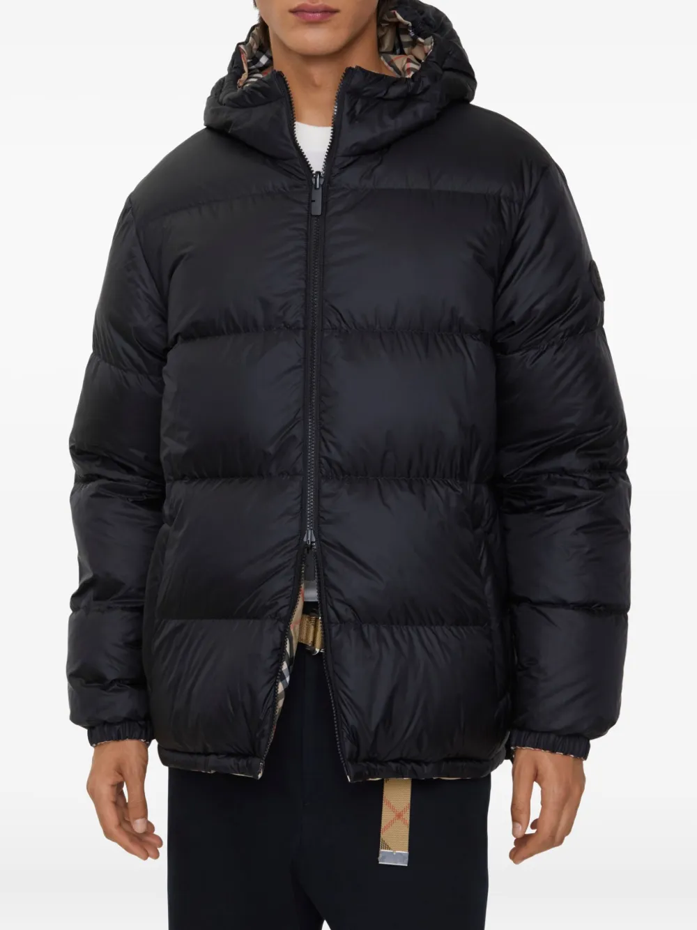 Burberry Omkeerbaar geruit donsjack Zwart