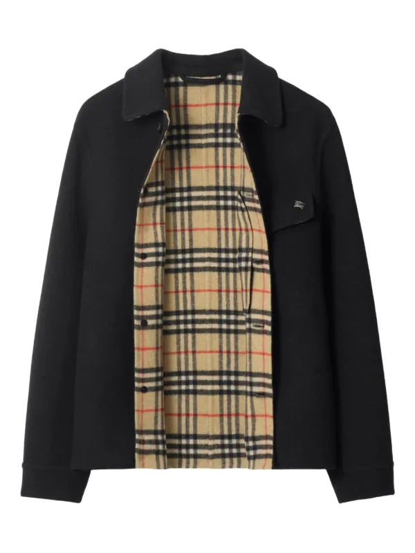 Burberry knight-motif Wool Shirt Jacket | Black | FARFETCH