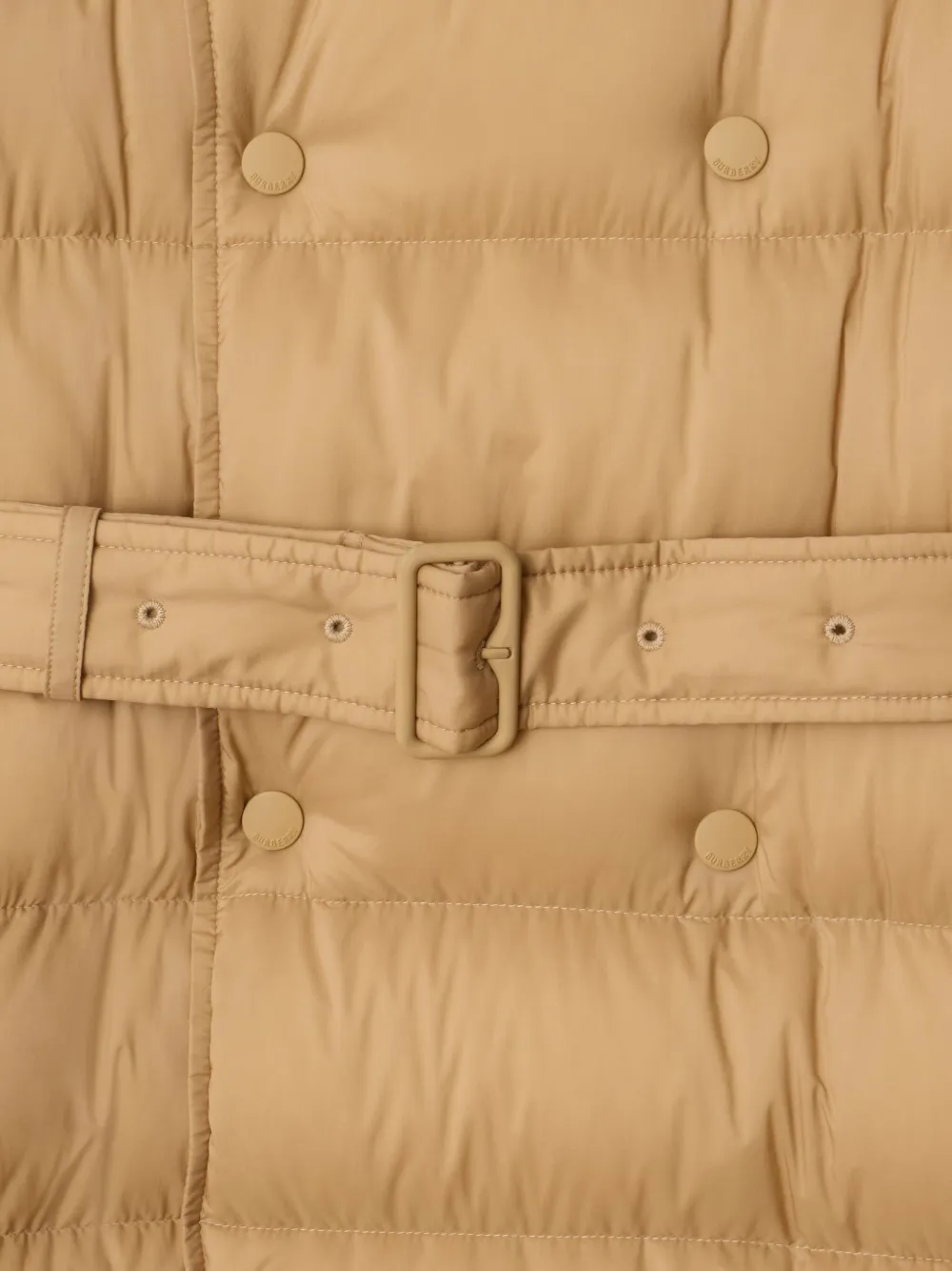 Burberry Donsjas met dubbele rij knopen en ceintuur Beige