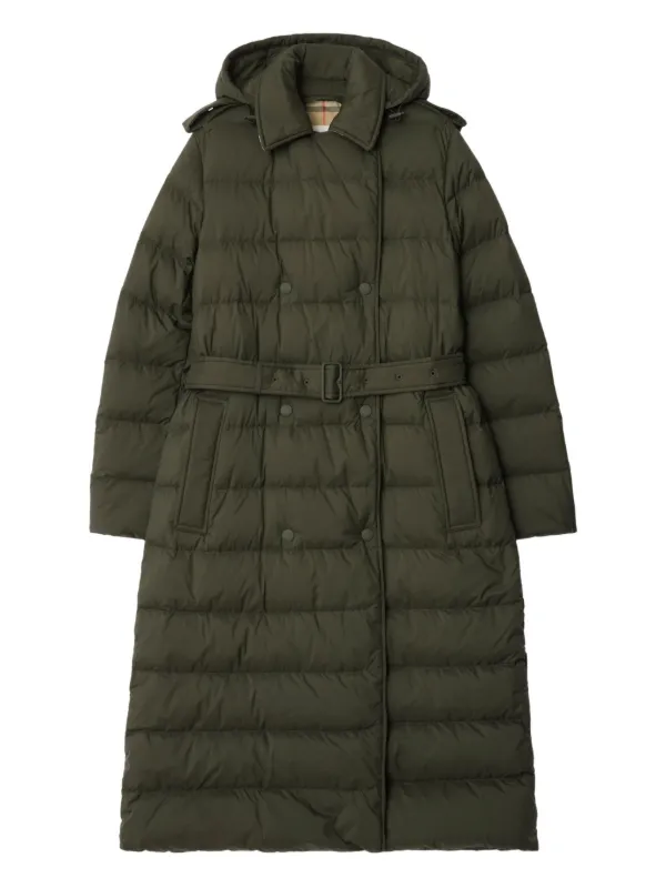 Burberry double-breasted Belted Puffer Coat Green FARFETCH TR