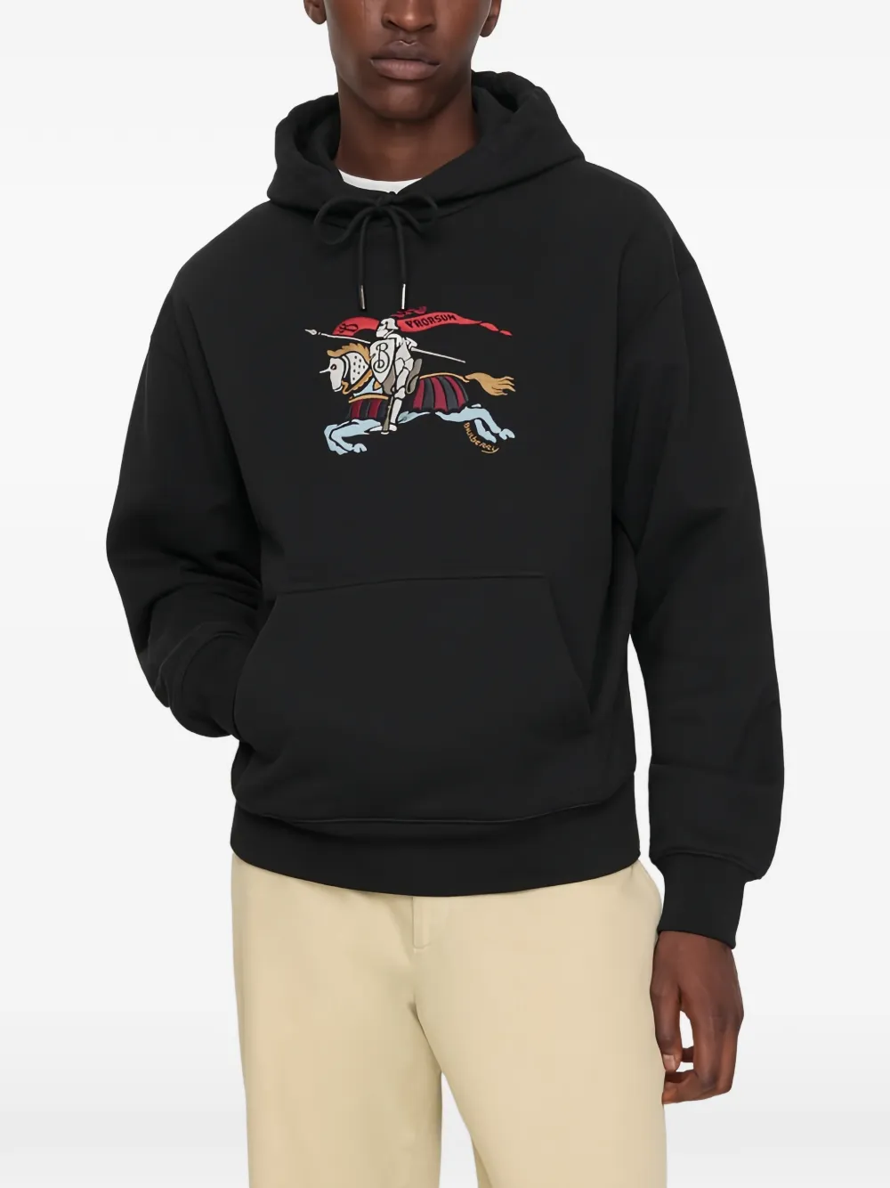 Burberry Hoodie met Equestrian Knight-borduurwerk Zwart