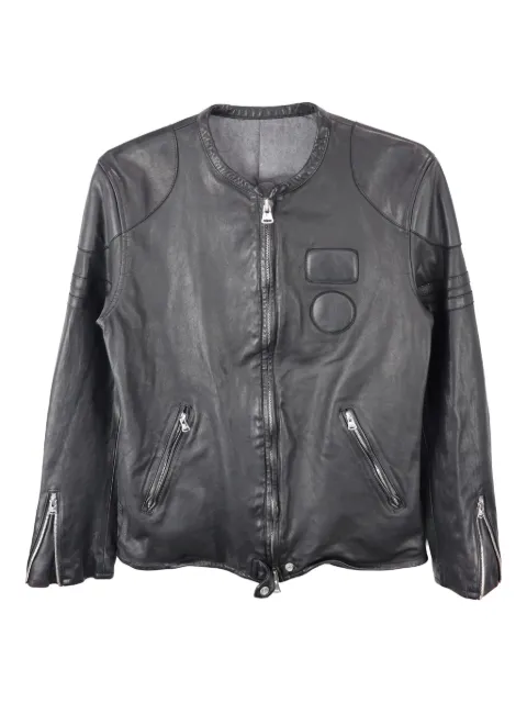 Yohji Yamamoto embossed-logo leather jacket