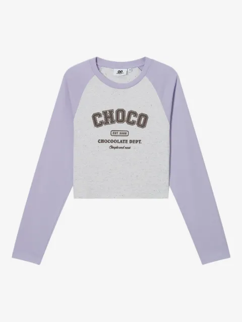 CHOCOOLATE 래글런 소매 크롭 스웨트셔츠