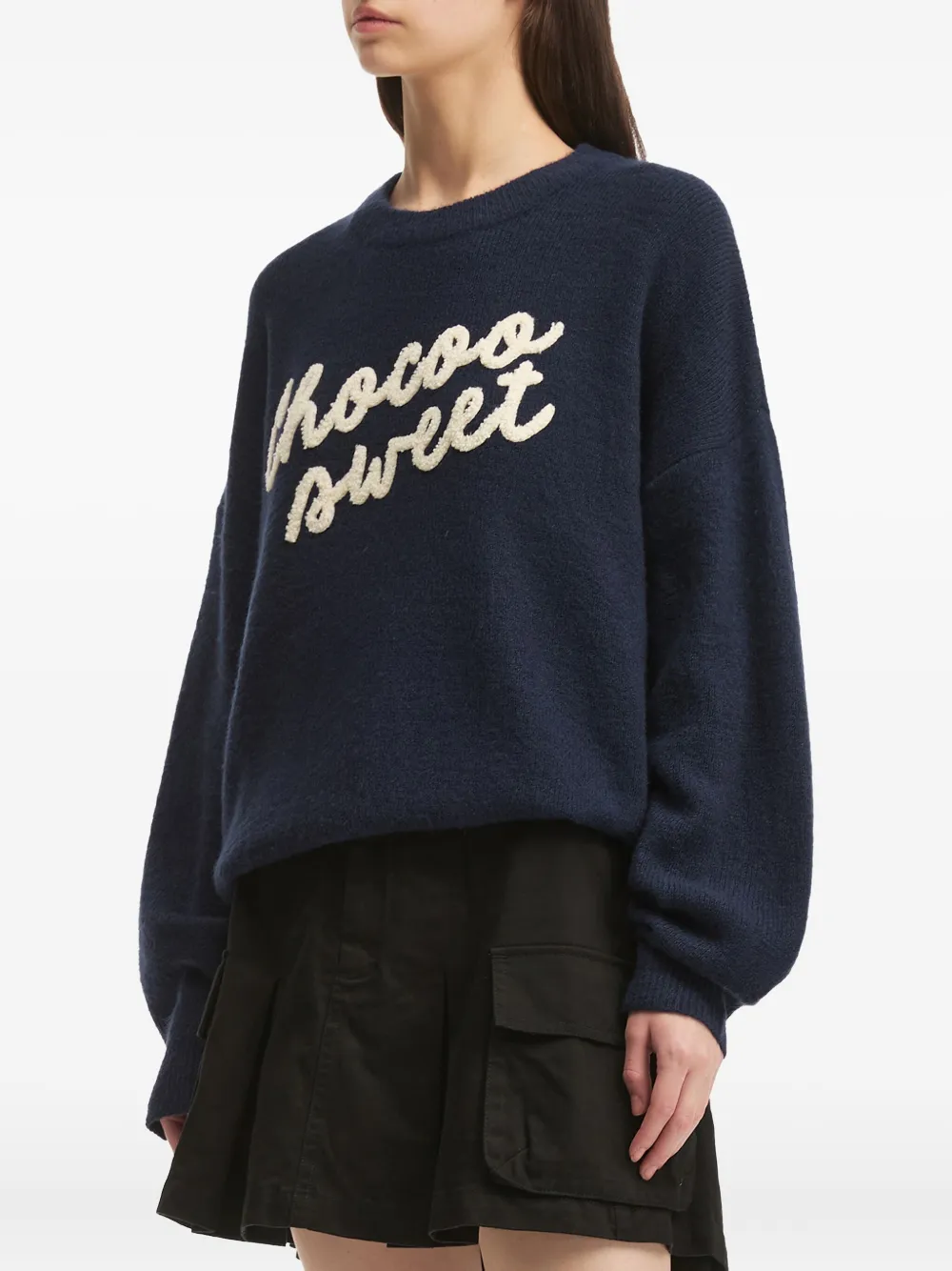 CHOCOOLATE Trui met geborduurd logo Blauw