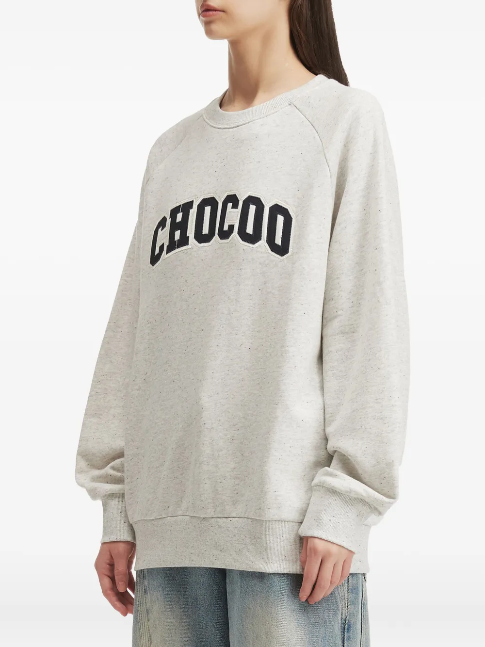 Chocoolate Raglan-sleeve Embroidered Sweatshirt In Gray