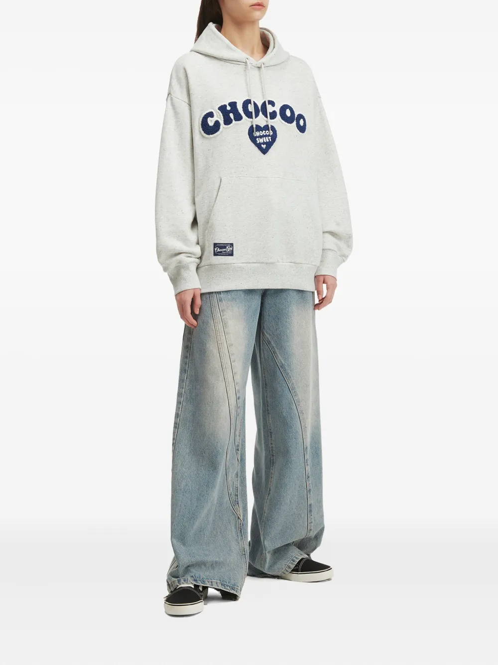 Chocoolate Embroidered-logo Hoodie In Gray