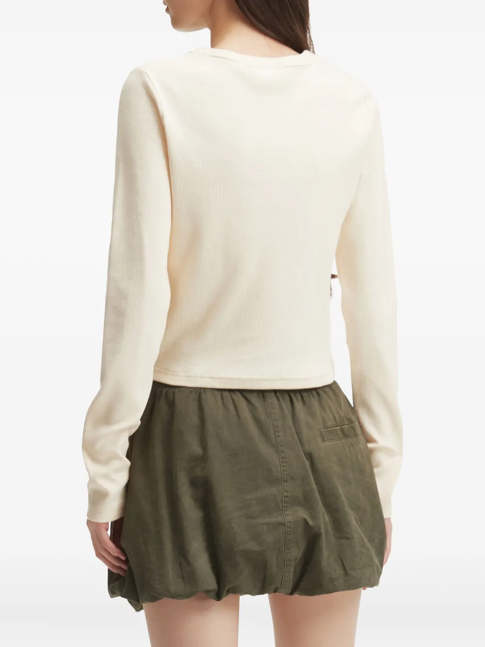 CHOCOOLATE Geribbeld T-shirt verfraaid met hart Beige