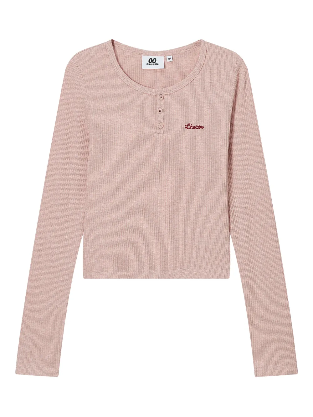 Chocoolate Ribbed Henley T-shirt In Pink
