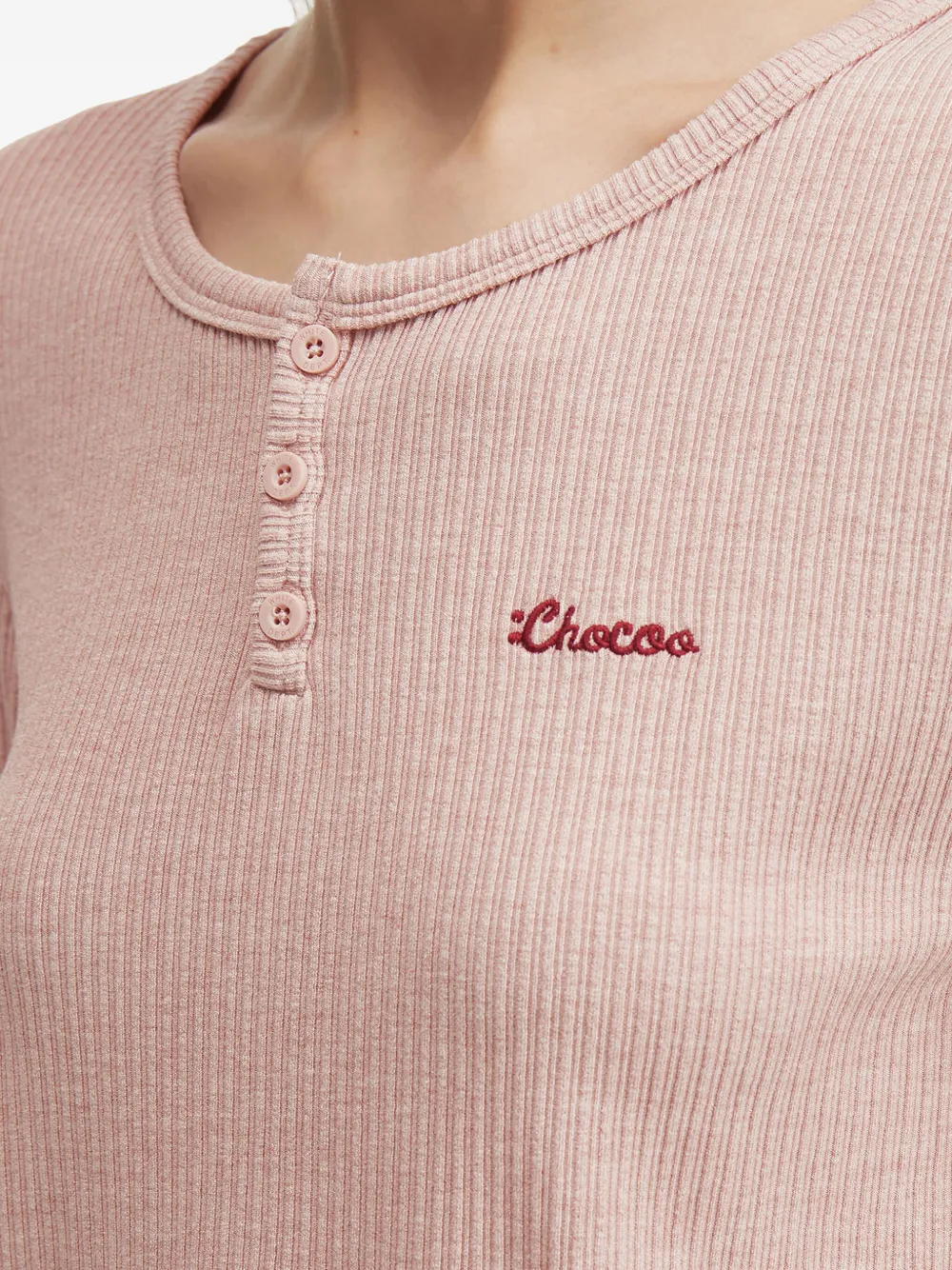 Chocoolate Ribbed Henley T-shirt In Pink