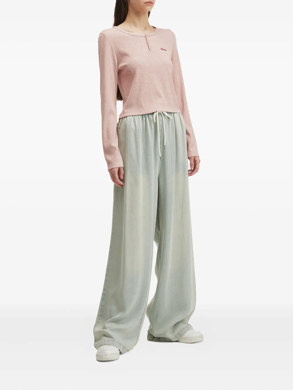 Chocoolate Ribbed Henley T-shirt In Pink