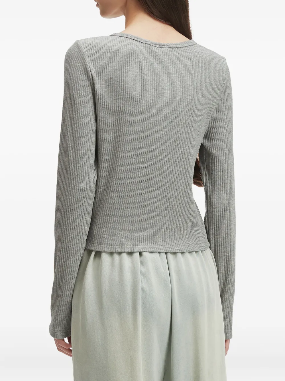 Chocoolate Ribbed Henley T-shirt In Gray