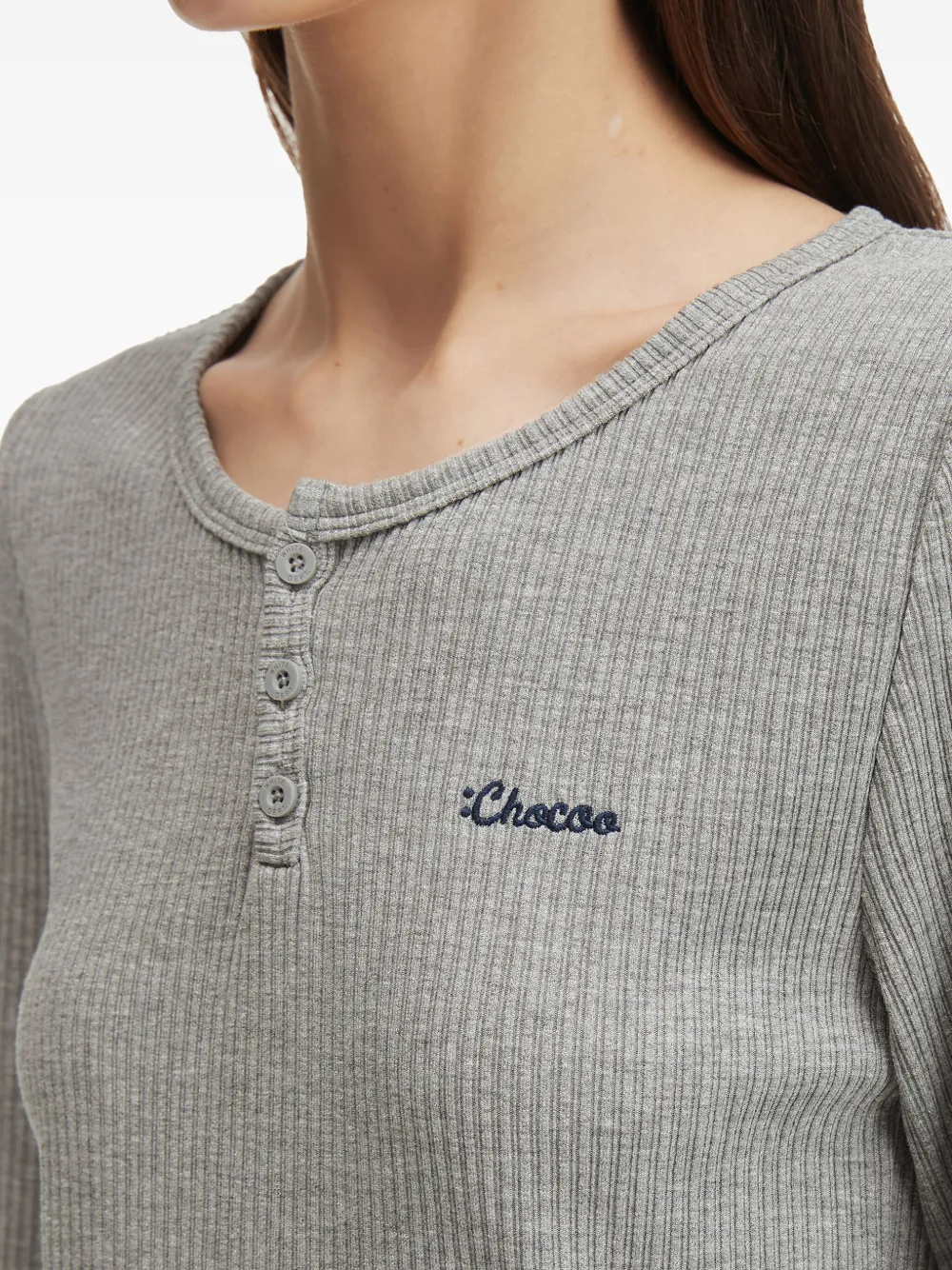 Chocoolate Ribbed Henley T-shirt In Gray