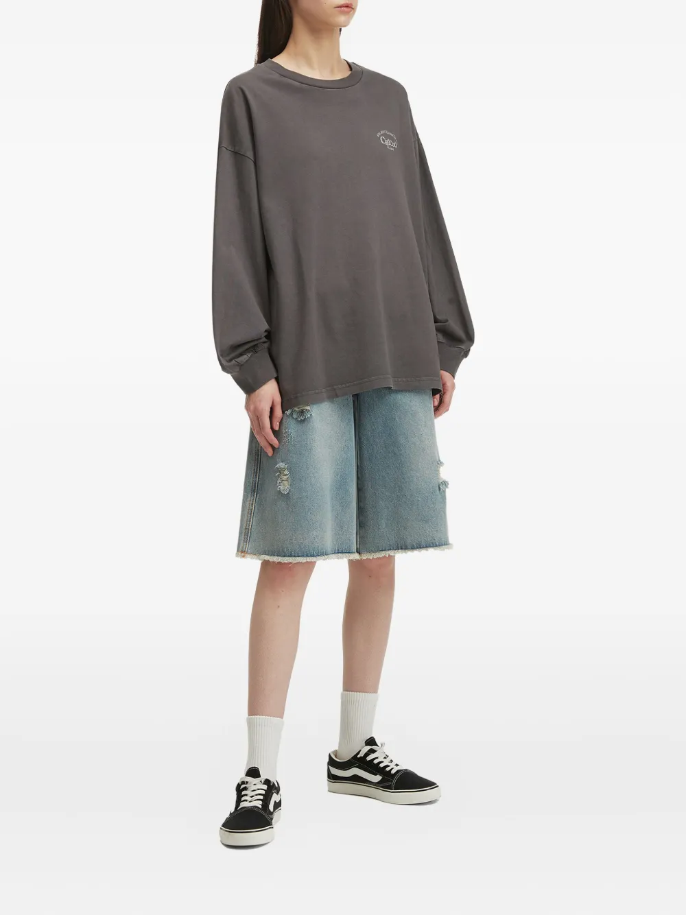 Chocoolate Puff-sleeve Sweatshirt In Gray