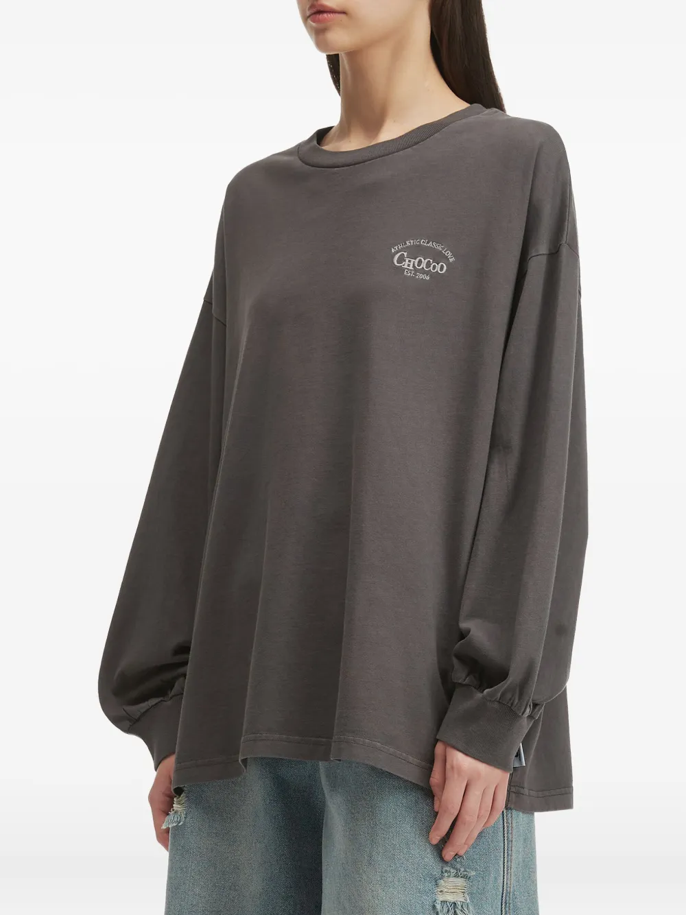 Chocoolate Puff-sleeve Sweatshirt In Gray