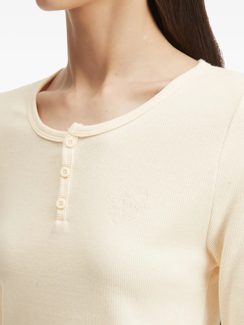 Chocoolate Henley-neck Ribbed T-shirt In Neutral
