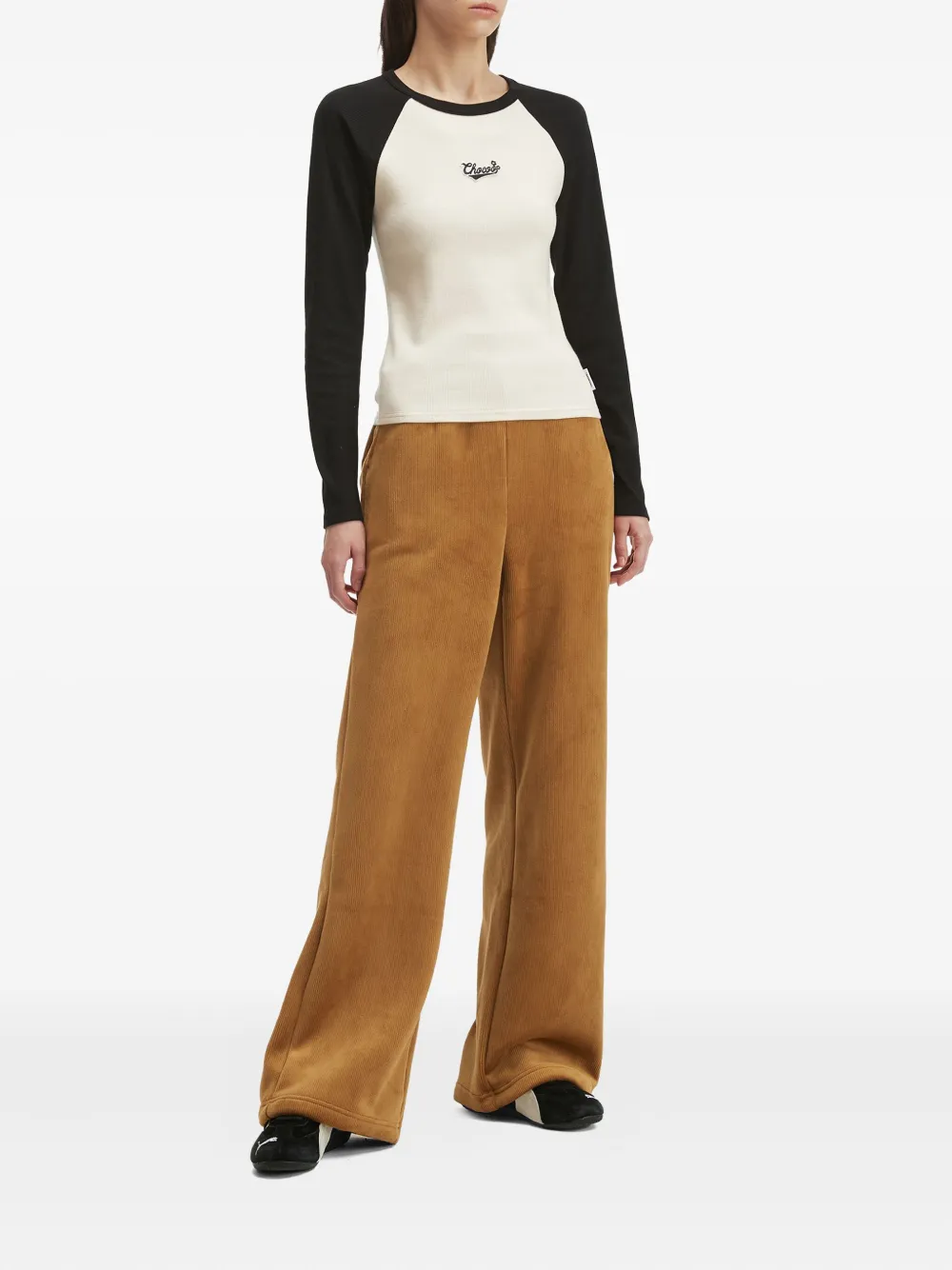 Chocoolate Cord Heart-logo Track Pants In Brown