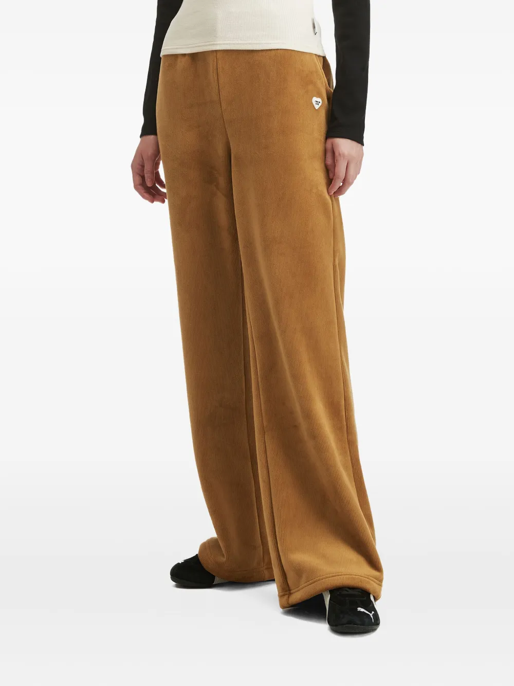 Chocoolate Cord Heart-logo Track Pants In Brown
