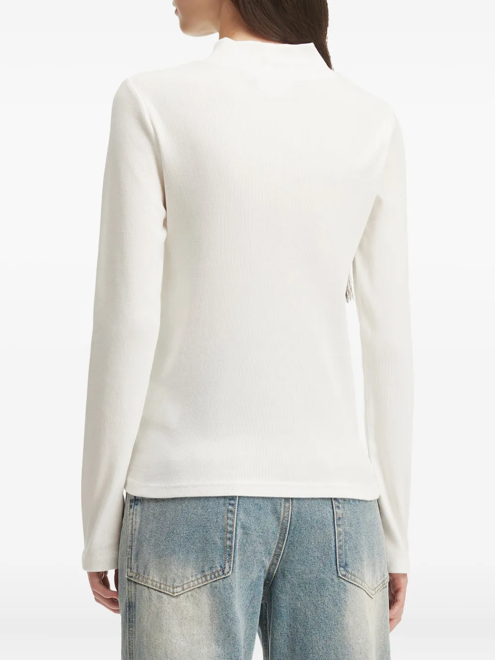 Chocoolate Embroidered Ribbed T-shirt In White