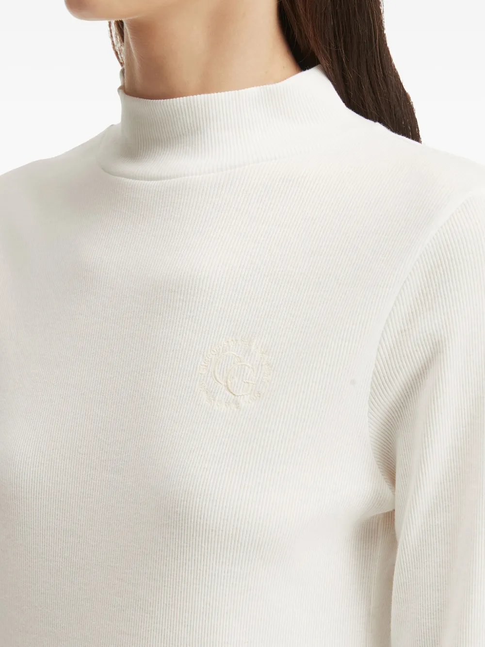 Chocoolate Embroidered Ribbed T-shirt In White