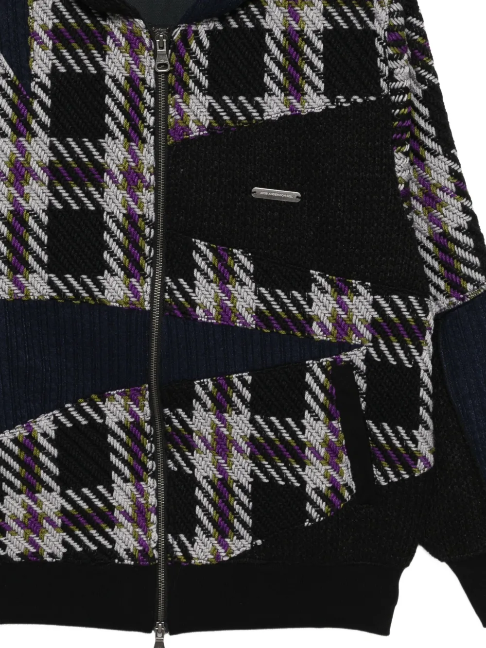Andersson Bell Patchwork Hood Zip-up Jacket In Black