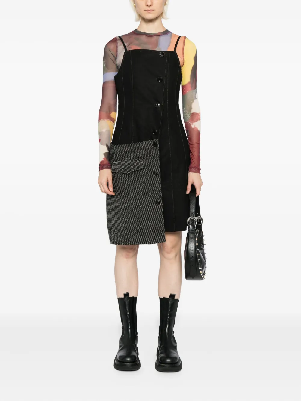 Andersson Bell Jurk met patchwork - Zwart