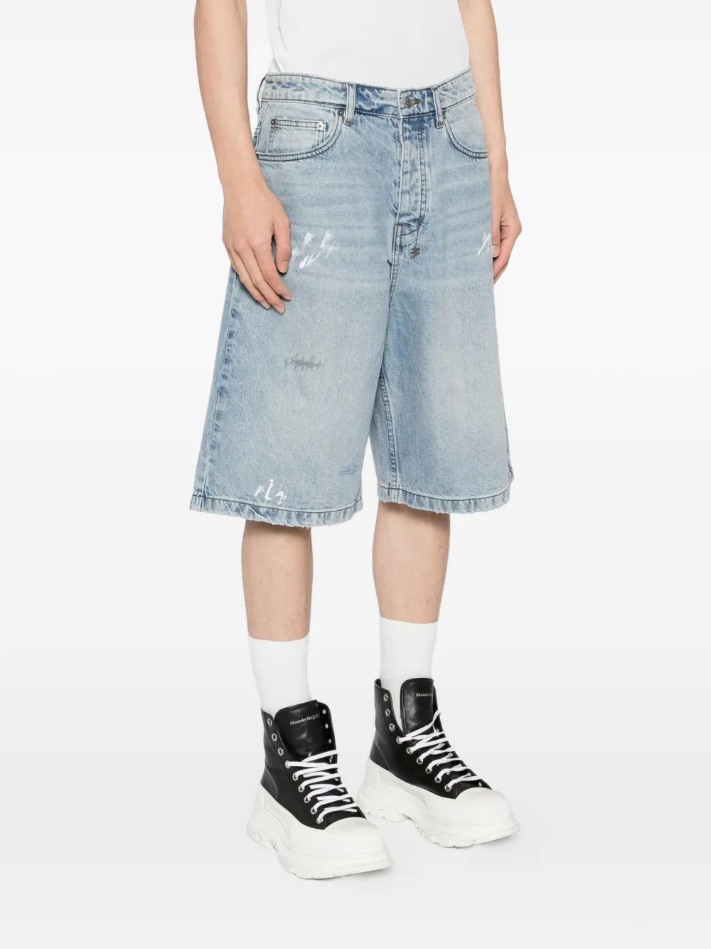 Ksubi Maxx Painter Denim Shorts In Blue