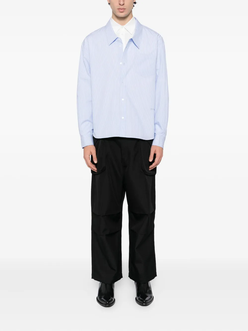 We11 Done Logo-embroidered Shirt In Blue