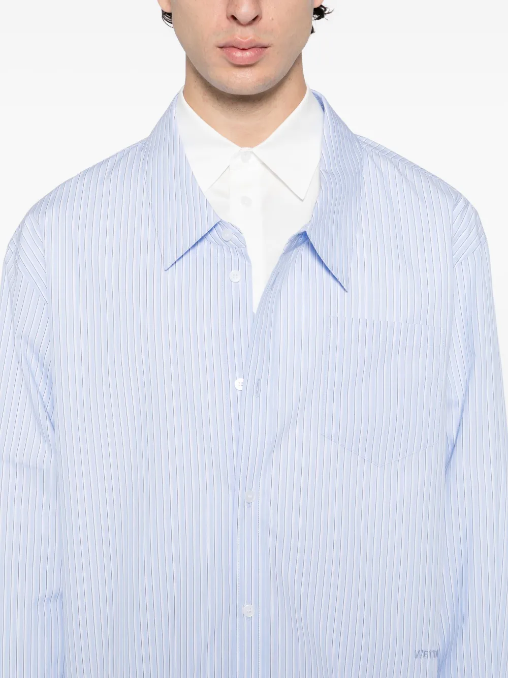 We11 Done Logo-embroidered Shirt In Blue
