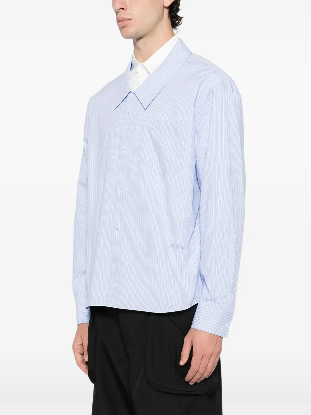 We11 Done Logo-embroidered Shirt In Blue
