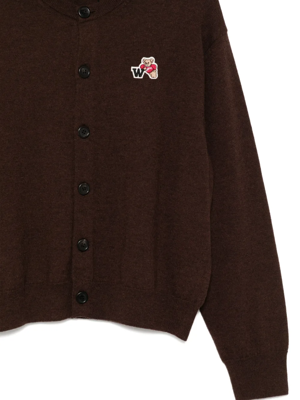 We11 Done Bear-embroidered Cardigan In Brown
