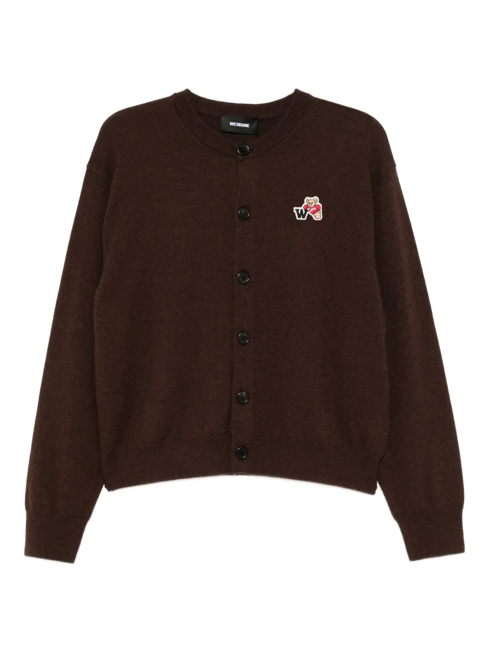 We11 Done Bear-embroidered Cardigan In Brown