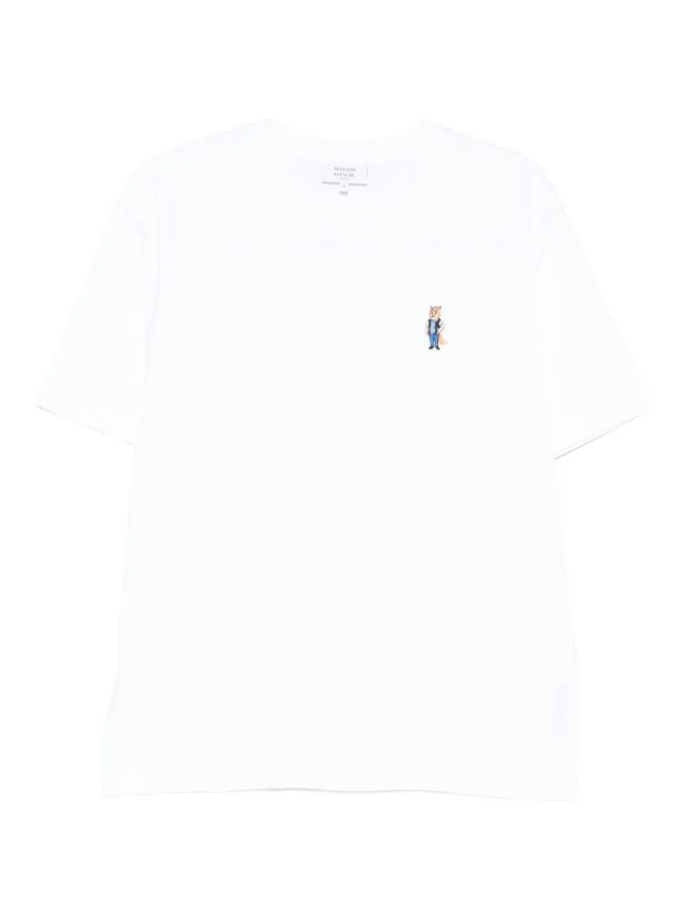Maison Kitsuné fox-embroidered cotton T-shirt Wit